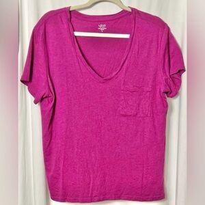 Love By Gap Women's Magenta Forever Favorite V-Neck Tee Size Large
